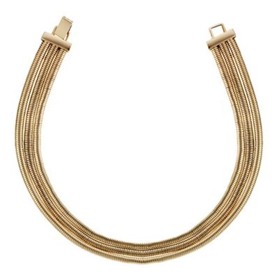 Gold multi row choker necklace